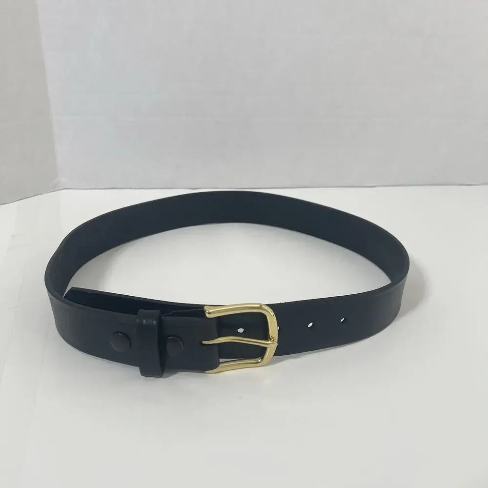 NEW Gould & Goodrich Mens Size 32 Black Leather Belt Brass Buckle USA